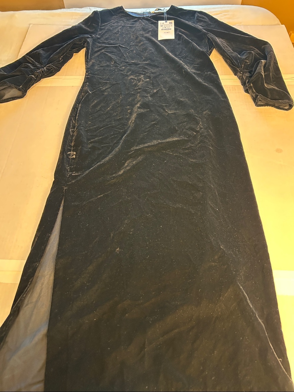 NWT Zara Women’s Black Velvet Long Sleeve Maxi Evening Dress. Sz M.   Formal - Picture 6 of 16